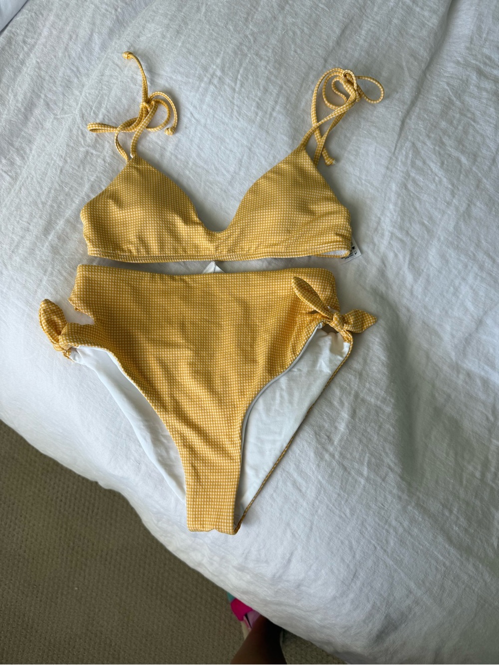 l*space Yellow Gingham Tie Bikini Set